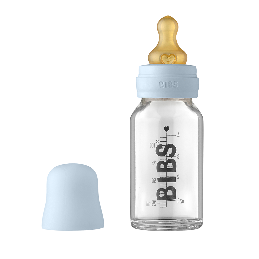 Baby Glass Bottle Complete Set 110ml Baby Blue