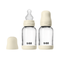Baby Glass Bottle Set 120ml 2 Pack Silicone - Ivory - BIBS