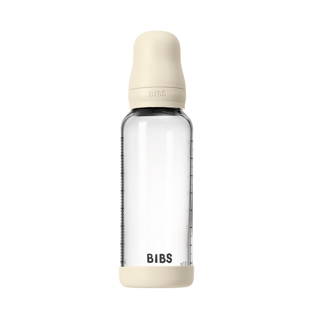 Baby Glass Bottle Set 240ml Silicone - Ivory