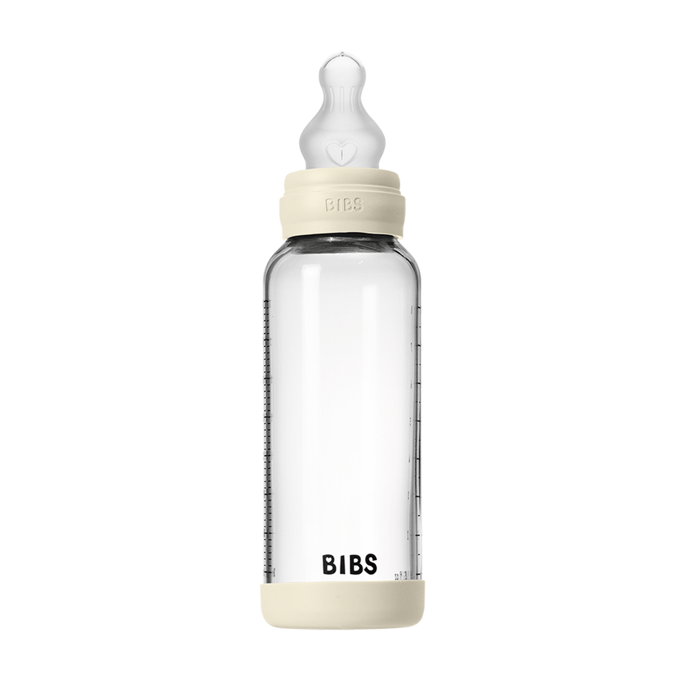 Baby Glass Bottle Set 240ml Silicone - Ivory