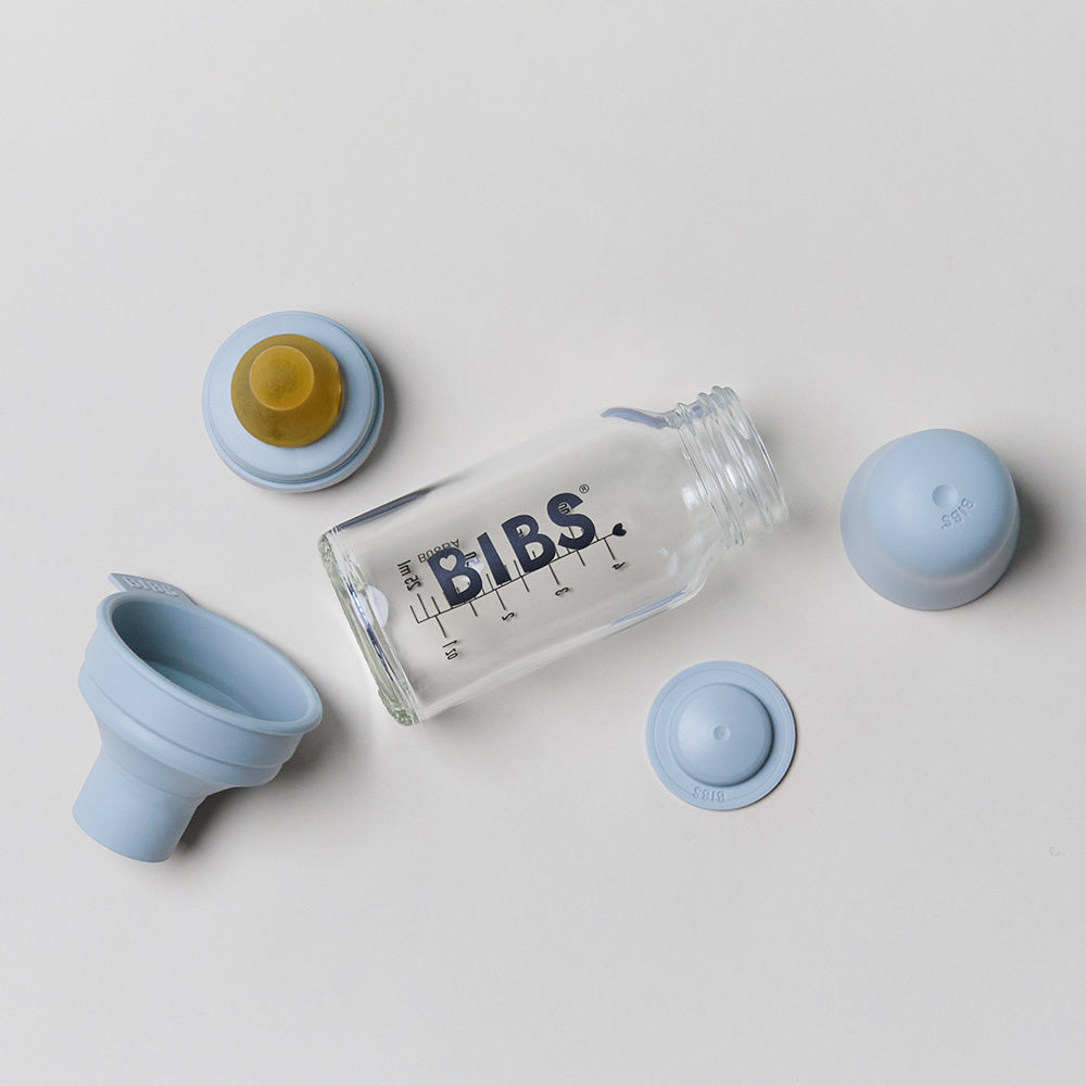 Baby Glass Bottle Complete Set 110ml Baby Blue