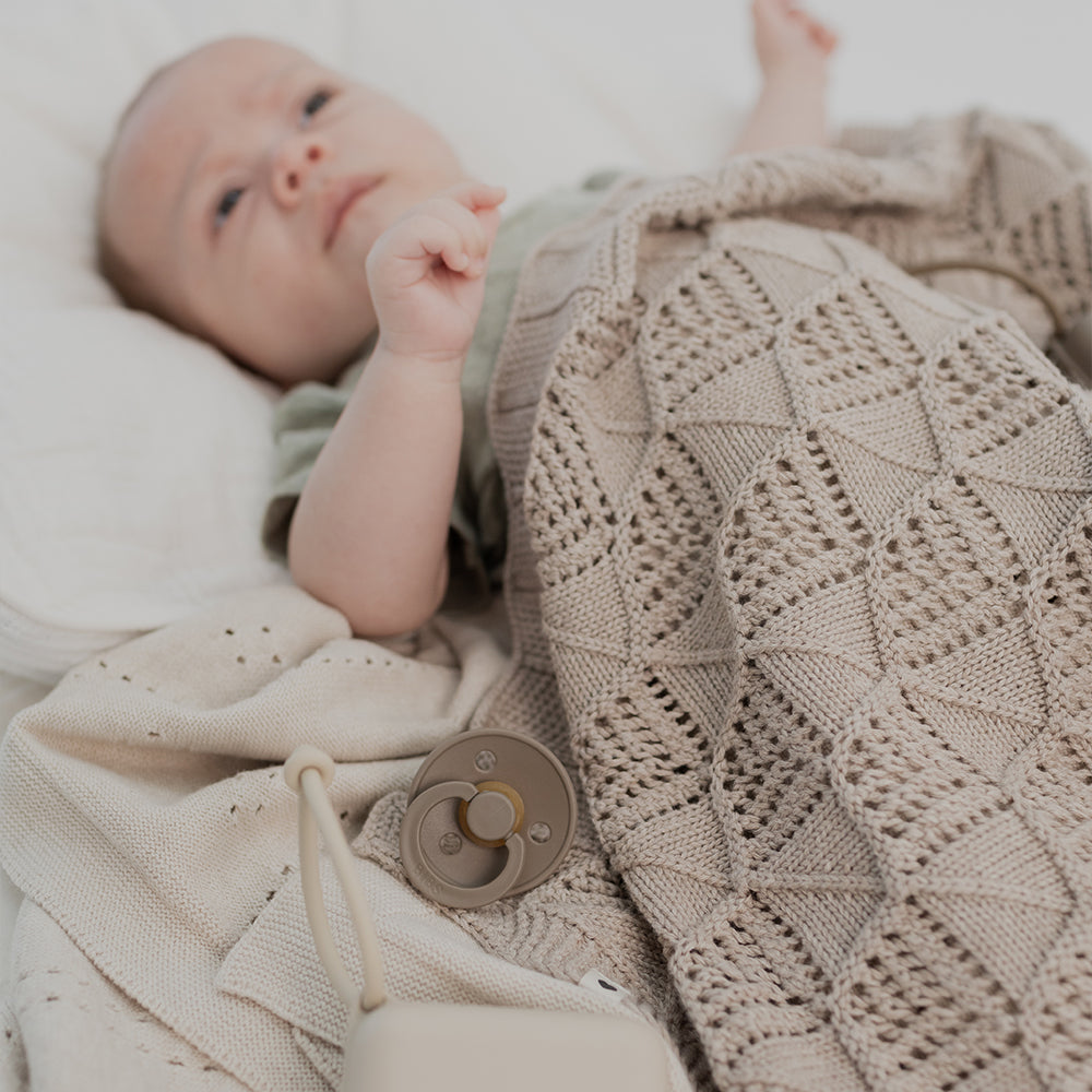 Knitted Blanket Pointelle Ivory